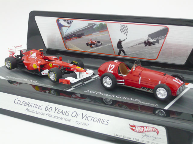マテル　1/43 フェラーリ F1 "60 Years of victories" (F150th Italia 2011 F.アロンソ＋375 イギリスGP 1951 Gonzalez) ２台セット