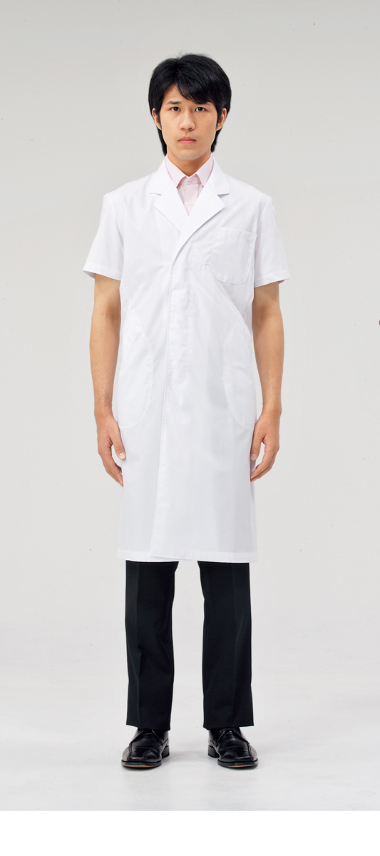 【モンブラン】51-602【ドクターコート（メンズ）・半袖白衣・男子診察衣】