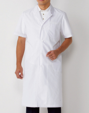 【KAZEN（旧アプロン）】112-30【男性用シングルドクターコート・S型診察衣・白衣・半袖・メンズ】