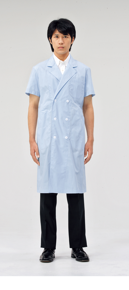 【モンブラン】51-614【ドクターコート（メンズ）・半袖白衣・男子診察衣】