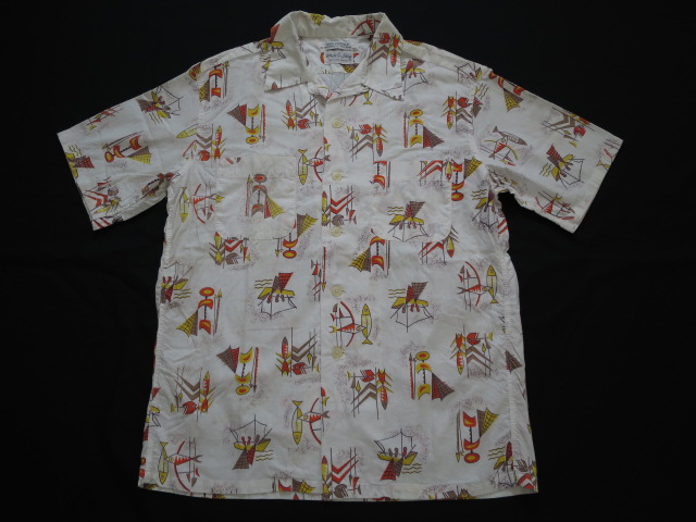 ５０’Ｓ　Ｗｈｉｔｅ　Ｓｔａｇ　アトミックプリントシャツ