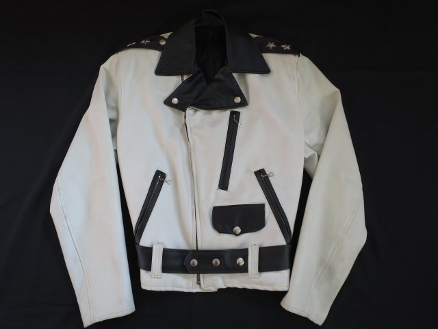 ５０’S　WhiteXBlack　２Toneビニールライダースジャケット