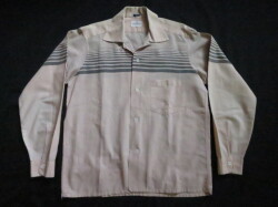 ５０’S　SPORTOP PinkXGray ボーダーコットンシャツ
