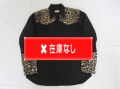 ５０’S　Japan Made レオパード切り替えブラックコットンシャツ