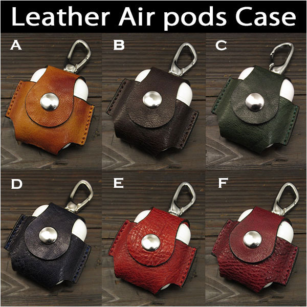 在庫処分！AirPods 専用 ケース Airpodケース エアポッド カバー  フック付き ビンテージレザー  馬革 Apple Air Pods Airpods Leather Case Cover Protective Cover Protector Pouch WILD HEARTS(ID ac3689r9)