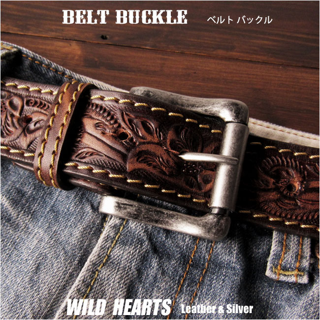 ベルト バックル 取り替え用 ローラーバックル D型 ベルト用バックル カジュアル 40mm Belt Buckle Solid metal WILD HEARTS Leather&Silver (ID mb3633r15)za013