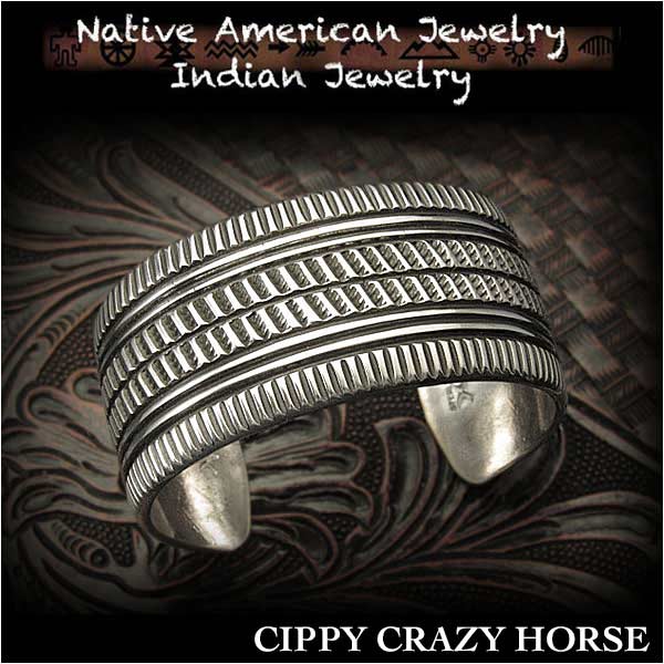 新品　シッピー・クレイジー・ホース／Cippy Crazy Horse　バングル　ブレスレット インディアンジュエリー　シルバー925　ユニセックス Cippy Crazy Horse  Cuff Bracelet Indian Jewelry Sterling Silver (ID na3188r73)