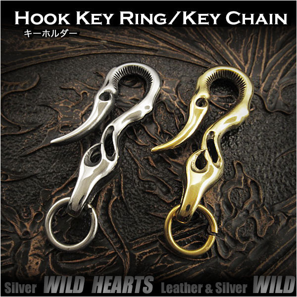 クリックポストのみ送料無料！トライバル　キーフック　キーホルダー　キーリング　メタル Tribal Hook Key Ring Keychain Metal  WILD HEARTS Leather&Silver(ID kh3470k5)