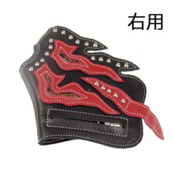 フィンガーレスグローブ 本革 バイク用グローブ Leather Fingerless Glove Arm Band  Wrist Band Hand Protectors WILD HEARTS Leather&Silver（ID fg1249r37）