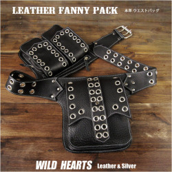 ウエストバッグ メンズ ヒップバッグ バイカー ベルトポーチ ヒップポーチ 本革 レザー バイカースタイル ワイルド ブラック Biker Fanny Pack Waist Bag Hip Bag/ Pack/Pouch WILD HEARTS Leather&Silver (ID wb0872r26)za025