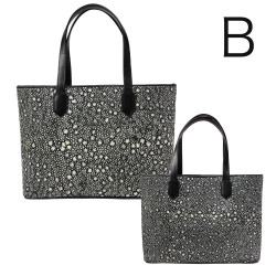 スタースティングレイ トートバッグ レディース メンズ エイ革 ガルーシャ ショルダーバッグ 梅花皮 イバラエイ Star Stingray Leather Cowhide Tote Bag Shoulder Bag Unisex WILD HEARTS Leather&Silver(ID tb433)za003
