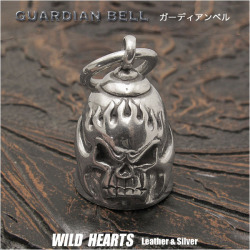 ガーディアンベル ライダーベル スカル/ドクロ Guardian Bell Harley Accessory Motorcycle Ride Bell WILD HEARTS Leather&Silver(ID kh4029k5)