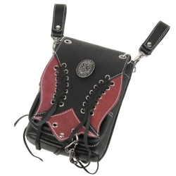 レザー ウエストポーチ ヒップポーチ／バッグ ベルトポーチ 本革 コンチョ付き バイカー Leather Belt Pouch Travel Pouch Biker/Motorcycle WILD HEARTS Leather&Silver (ID wp3624r101)