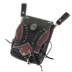 レザー ウエストポーチ ヒップポーチ／バッグ ベルトポーチ 本革 コンチョ付き バイカー Leather Belt Pouch Travel Pouch Biker/Motorcycle WILD HEARTS Leather&Silver (ID wp3624r101)