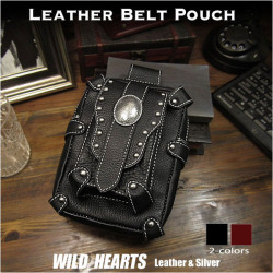 ウエストポーチ ベルトポーチ シザーバッグ メディスンバッグ ヒップバッグ 本革/レザー バイカーポーチ ブラック ダークブラウン Leather Belt Pouch WILD HEARTS Leather&Silver (ID wp0722r86)za025