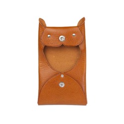 ネコ 猫型 ミニ コインケース 本革 小銭入れ 小物入れ アクセサリーポーチ コイン 二つ折り財布 オイルレザー ウォレット ミニ コンパクト 薄い スリム 日本製 姫路レザー Leather Bi-fold Mini Wallet WILD HEARTS Leather&Silver (ID cc388r90)za020