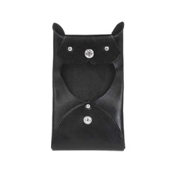 ネコ 猫型 ミニ コインケース 本革 小銭入れ 小物入れ アクセサリーポーチ コイン 二つ折り財布 オイルレザー ウォレット ミニ コンパクト 薄い スリム 日本製 姫路レザー Leather Bi-fold Mini Wallet WILD HEARTS Leather&Silver (ID cc388r90)za020