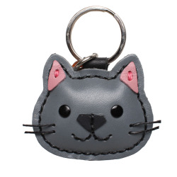 本革 猫のキーホルダーネコ ねこ 猫 飾り フィギュア 小物 雑貨 12種 三毛猫 シロ クロ キーホルダー キーリング キーチャーム グッズ 革 牛革 革小物 レザー かわいい プレゼント WILD HEARTS Leather&Silver ID (kh693k16)za001