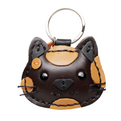 本革 猫のキーホルダーネコ ねこ 猫 飾り フィギュア 小物 雑貨 12種 三毛猫 シロ クロ キーホルダー キーリング キーチャーム グッズ 革 牛革 革小物 レザー かわいい プレゼント WILD HEARTS Leather&Silver ID (kh693k16)za001