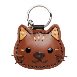 本革 猫のキーホルダーネコ ねこ 猫 飾り フィギュア 小物 雑貨 12種 三毛猫 シロ クロ キーホルダー キーリング キーチャーム グッズ 革 牛革 革小物 レザー かわいい プレゼント WILD HEARTS Leather&Silver ID (kh693k16)za001