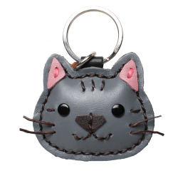 本革 猫のキーホルダーネコ ねこ 猫 飾り フィギュア 小物 雑貨 12種 三毛猫 シロ クロ キーホルダー キーリング キーチャーム グッズ 革 牛革 革小物 レザー かわいい プレゼント WILD HEARTS Leather&Silver ID (kh693k16)za001