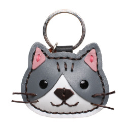 本革 猫のキーホルダーネコ ねこ 猫 飾り フィギュア 小物 雑貨 12種 三毛猫 シロ クロ キーホルダー キーリング キーチャーム グッズ 革 牛革 革小物 レザー かわいい プレゼント WILD HEARTS Leather&Silver ID (kh693k16)za001