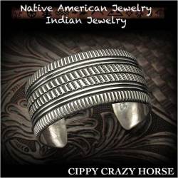 新品　シッピー・クレイジー・ホース／Cippy Crazy Horse　バングル　ブレスレット インディアンジュエリー　シルバー925　ユニセックス Cippy Crazy Horse  Cuff Bracelet Indian Jewelry Sterling Silver (ID na3188r73)