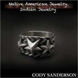 新品　コディ サンダーソン／Cody Sanderson　リング　20号　インディアンジュエリー　シルバー925　ナバホ族　ユニセックス Cody Sanderson Plain Star Ring Size US#10 Native American Indian Jewelry Sterling Silver  Navajo (ID na3182r73)
