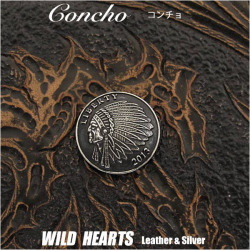 クリックポストのみ送料無料！コンチョ　インディアン　ネイティブアメリカン　合金 SSサイズ Concho Metal Native Indian Liberty SS-size WILD HEARTS Leather&Silver(ID cc3048)