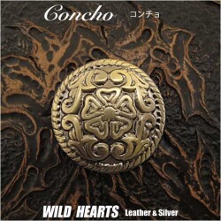 クリックポストのみ送料無料！コンチョ 金 ウエスタン ねじ式  WILD HEARTS Leather & Silver (ID cc3363-d4)