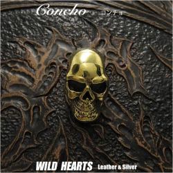 コンチョ　スカル　ドクロ　髑髏　真鍮　Skull Concho Brass WILD HEARTS Leather&Silver (ID co3917)