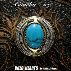 コンチョ　インディアンジュエリー　シルバー925　ハウライトターコイズ　真鍮 Concho　Silver925　Brass　Howlite Turquoise WILD HEARTS Leather&Silver(ID co3920)