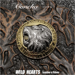 コンチョ シルバー925 真鍮 ブラス ライオン Concho Sterling Silver 925&Brass WILD HEARTS Leather&Silver  (ID con65-d17) za010