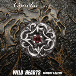 コンチョ シルバー925 ねじ式コンチョ ガーネット オニキス 赤 黒 ブラック レッド 直径 2.4cm Sterling Silver 925 WILD HEARTS Leather & Silver (ID cc2840) h6 za008