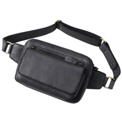 本革 メンズ／レディース ウエストバッグ ファニーパック ボディバッグ ３色 人気 Genuine Leather Waist Bag Cowhide Leather Fanny Pack WILD HEARTS Leather&Silver(ID wb4117b2)za001