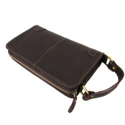 メンズ 本革／レザー クラッチバッグ セカンドバッグ ハンドバッグ ポーチ ビジネス カジュアル カード入れ付き Men's Leather Zipper Clutch Hand Bag Purse WILD HEARTS Leather&Silver(ID hb4083b27)za001