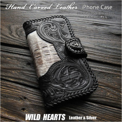 クロコダイル カービング 手帳型 iPhoneケース 本革 ワニ革 カイマン ブラック＆ヒマラヤ iPhone 16 Pro Max/16 Plus/15 Pro Max/15 Plus/14 Pro Max/14 Plus/13 Pro Max/12 Pro Max/17/XS Max/Pro/11/XR WILD HEARTS Leather&Silver (ID ip4289r33)za006