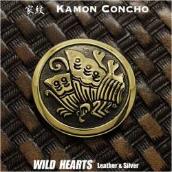家紋 コンチョ 真鍮 紋章 丸に揚羽蝶 揚羽蝶紋 Family Crests of Japan Samurai Family Crests Coat of Arms Brass Concho WILD HEARTS Leather&Silver (ID cc2514)za008