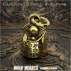 ガーディアンベル　バイカーベル　ハーレー　真鍮　キーホルダー　ペンダント Guardian Bell Harley Accessory Motorcycle Ride Bell Brass Pendant　WILD HEARTS Leather&Silver(ID kh3887k5)