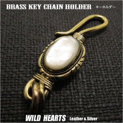 キーホルダー キーフック 真鍮 マザーオブパール シェル 貝殻 ネイティブ インディアンスタイル Hook Key Ring Keychain Brass Native American Style WILD HEARTS Leather&Silver(ID kh435k5)