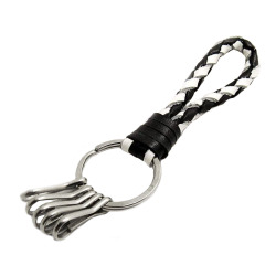 キーホルダー 本革 革 レザー キーチェーン ハンドメイド 手作り８色 leather braided Key Chain WILD HEARTS Leather&Silver (kh162r5)za007