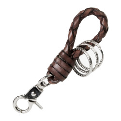 レザー キーホルダー 本革 牛革 編み込み キーリング ナスカン付き ハンドメイド 10色 leather braided Key Chain Key Rings Fob Holder 10 colorsWILD HEARTS Leather&Silver(ID kh163r5) za007