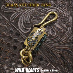 キーホルダー キーフック 真鍮 ココペリ ブラス ターコイズ ネイティブアメリカンスタイル Hook Key Ring Keychain Brass Turquoise Native American Style WILD HEARTS Leather&Silver(ID kh4019k5)za012