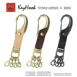おしゃれ キーホルダー カラビナ ナスカン キーフック 栃木レザー 真鍮 ブラス キーホルダー 車 WILD HEARTS Leather&Silver（ID kh444k11）za021