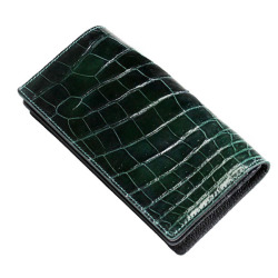 シャムネス SIAMNESS クロコダイル 二つ折り長財布 財布 クロコ/ワニ革 本革 グリーン ブラック メンズ/レディース Crocodile Skin Leather Bifold Wallet Purse SIAMNESS by WILD HEARTS Leather&Silver（ID lw580r39）za022