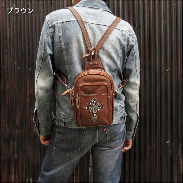 ボディバッグ メンズ 2way リュック 本革 ワンショルダー ななめ掛け