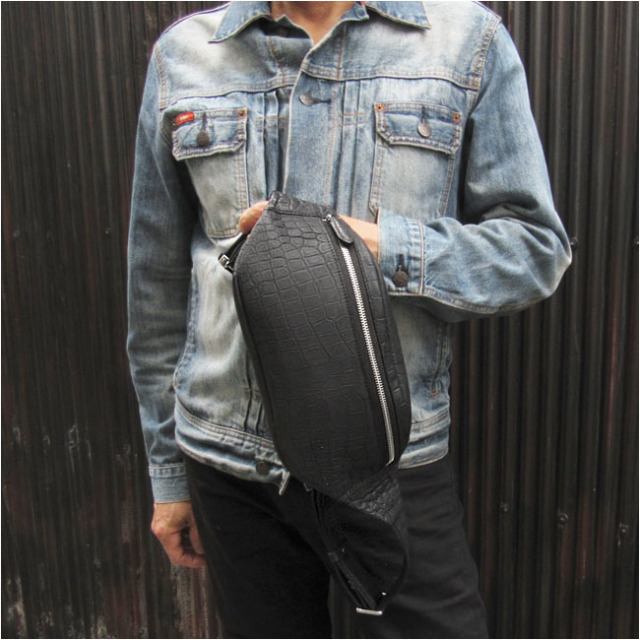 クロコダイル ボディバッグ スリング ショルダーバッグ 斜め掛け