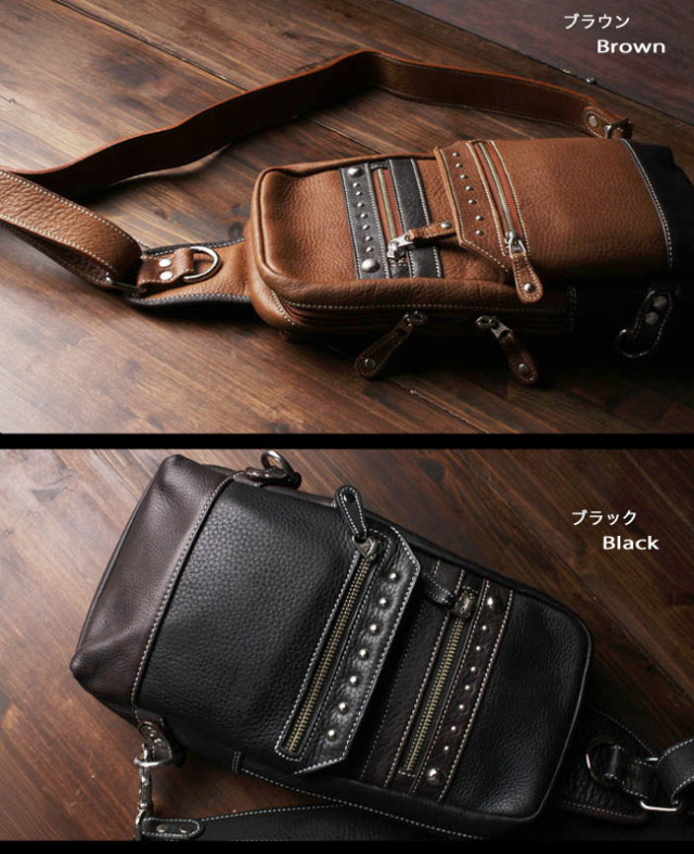 ショルダーバッグ・ポシェット BLACK LEATHER SHOULDER BAG Shoulder bag in washed leather with front pocket