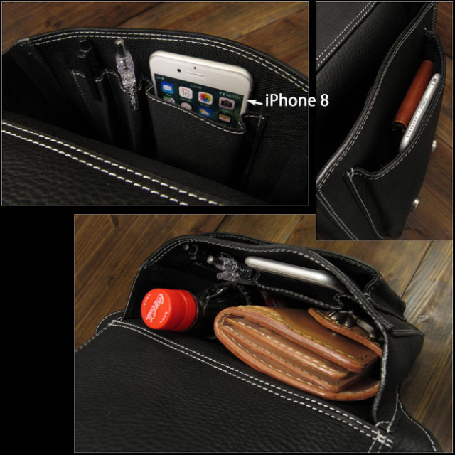 レザーショルダーバッグ バックル付き 黒 レザーショルダーバッグ