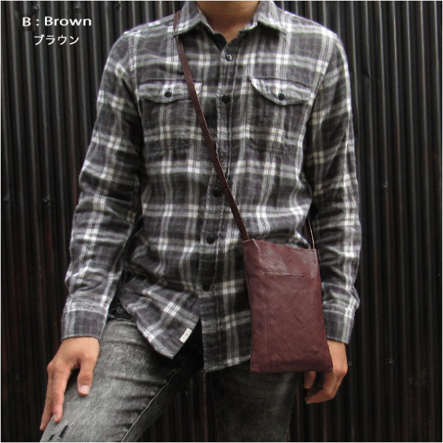 PORTER 本革 レザー ミニショルダーバッグ サコッシュ OLD PORTER サコッシュ ミニショルダーバッグ 本革ブラウン